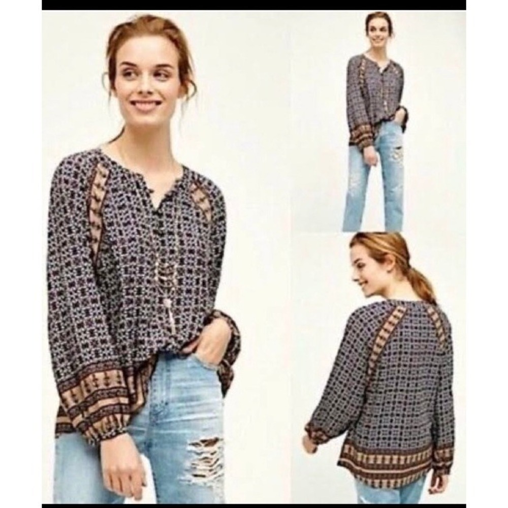 Anthropologie‎ 11.1 Tylho Boho Peasant Blouse Size Small
